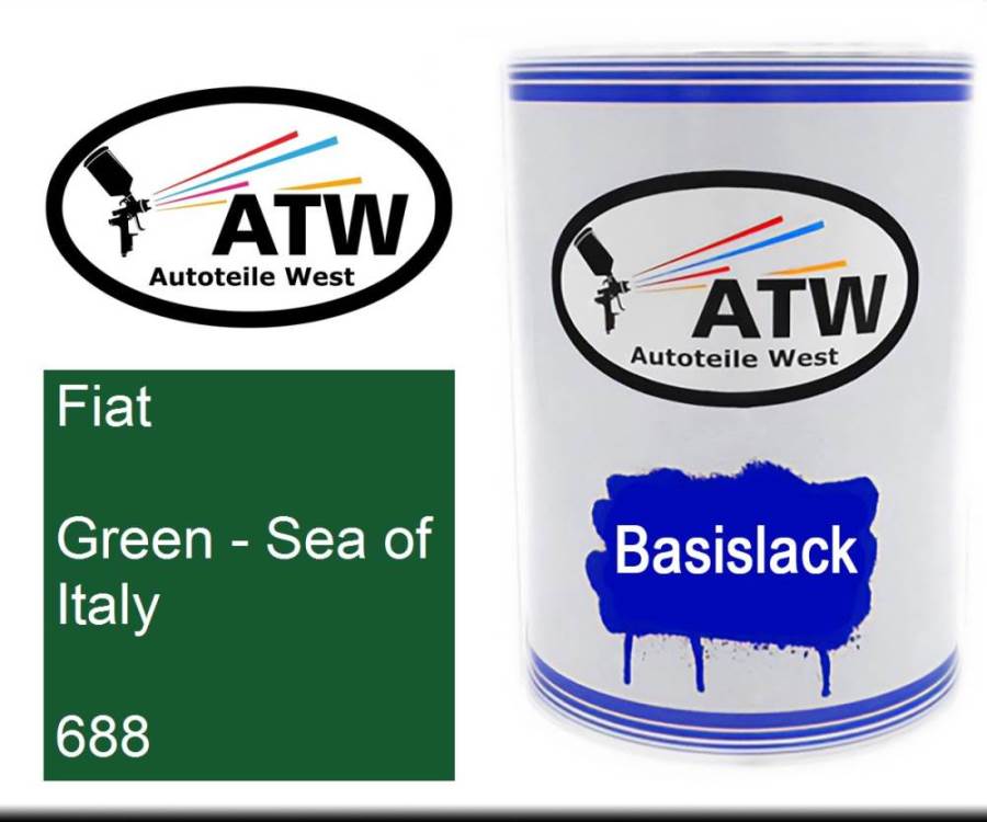 Fiat, Green - Sea of Italy, 688: 500ml Lackdose, von ATW Autoteile West.